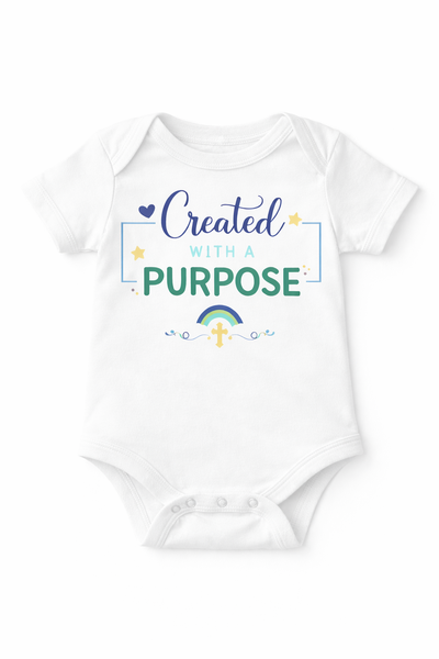 Religious - Created With A Purpose Boys Short Sleeve Baby Grow