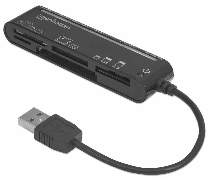 Manhattan Multi-Card Reader/Writer - Hi-Speed USB, Slim, 79-in-1
