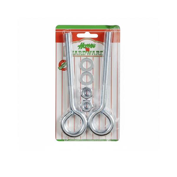Set of 2 galvanised eye bolt with nut