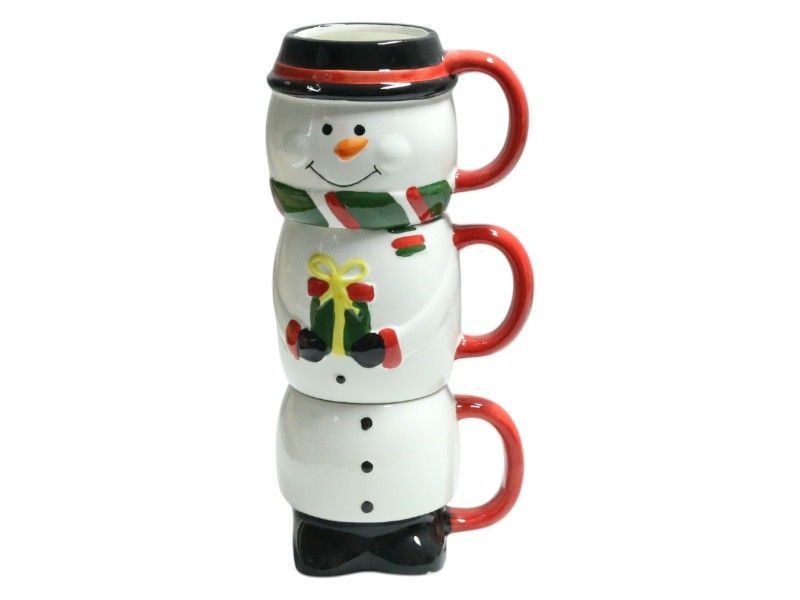Dolomite Snowman Theme Mug Set - 0.28L Capacity, 3-Pack