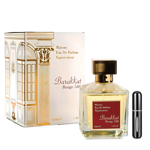 Maison Barakkat Rouge 540 EDP 100ml + Refillable Decant with Perfume