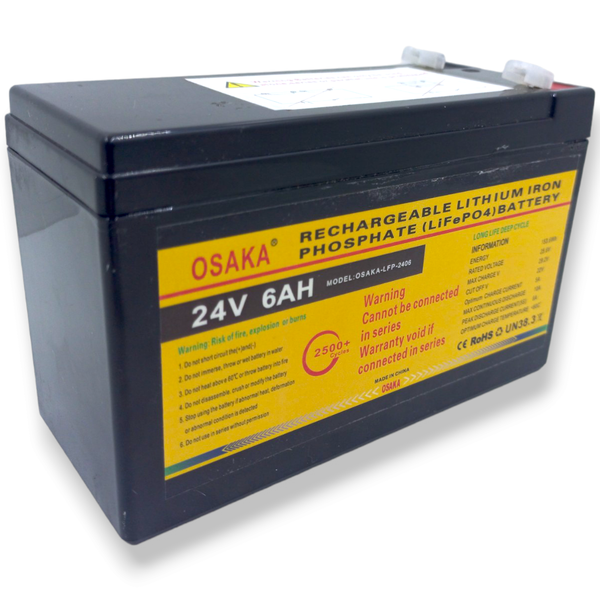 OSAKA - Gate,Alarm 24V LITHIUM iron (LifeP04) Battery -2500+ Cycles -6AH