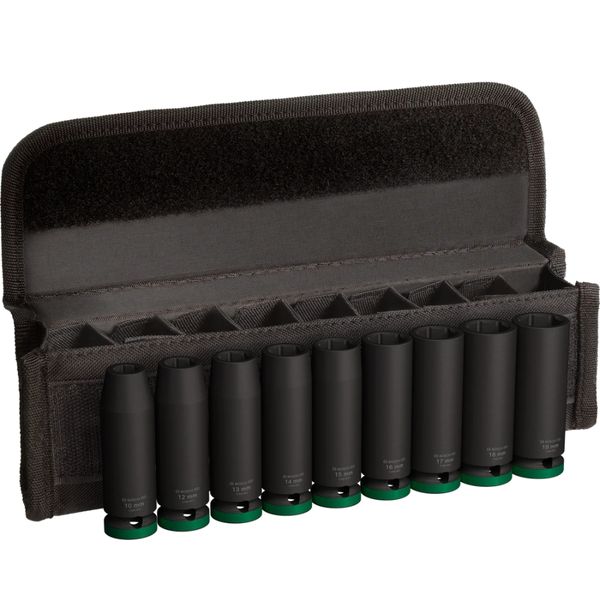 Bosch - Professional 9-Piece Impact Socket Set (1/2", Deep) in Pouch / 10-19mm