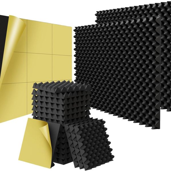 48PCS Acoustic Panels,Self-Adhesive Acoustic Sound Insulation Foam Panel