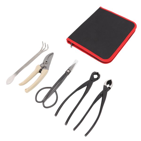 5 Pieces Carbon Steel Bonsai Tool Kit - Scissors &amp; Rakes