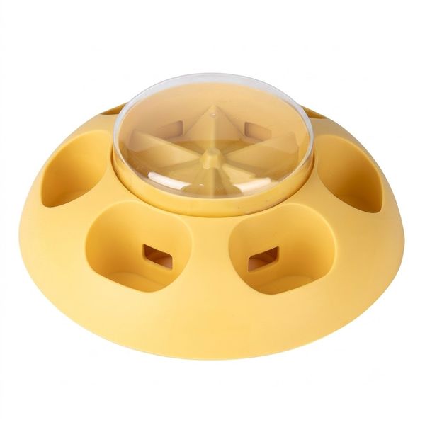Interactive Dog Puzzle Feeder Yellow Treat Dispenser and Slow Feeder