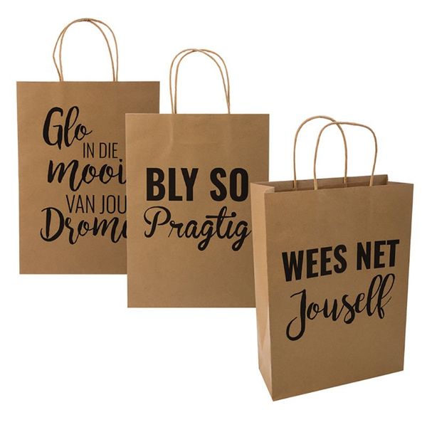 Bulk Pack x 9 Gift-bag Paper Afrikaans Words Large 25x32cm