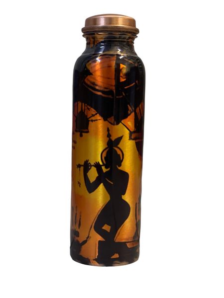 Pure Copper Krishana print 100% Water Bottle 1 Litter