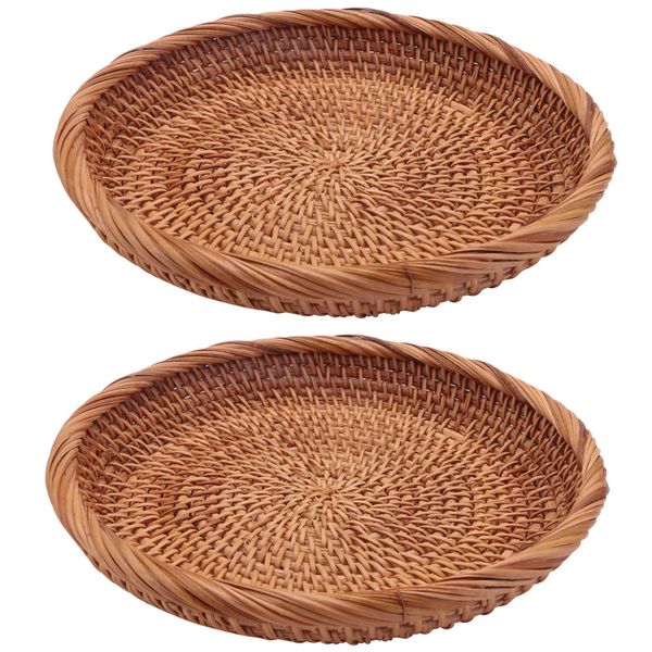 2 Pack Rattan Woven Storage Basket,Bread Basket (7.5Inch)