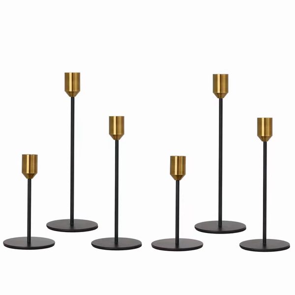Black Gold Candlestick Holders, Set of 3 Modern Candle Holder