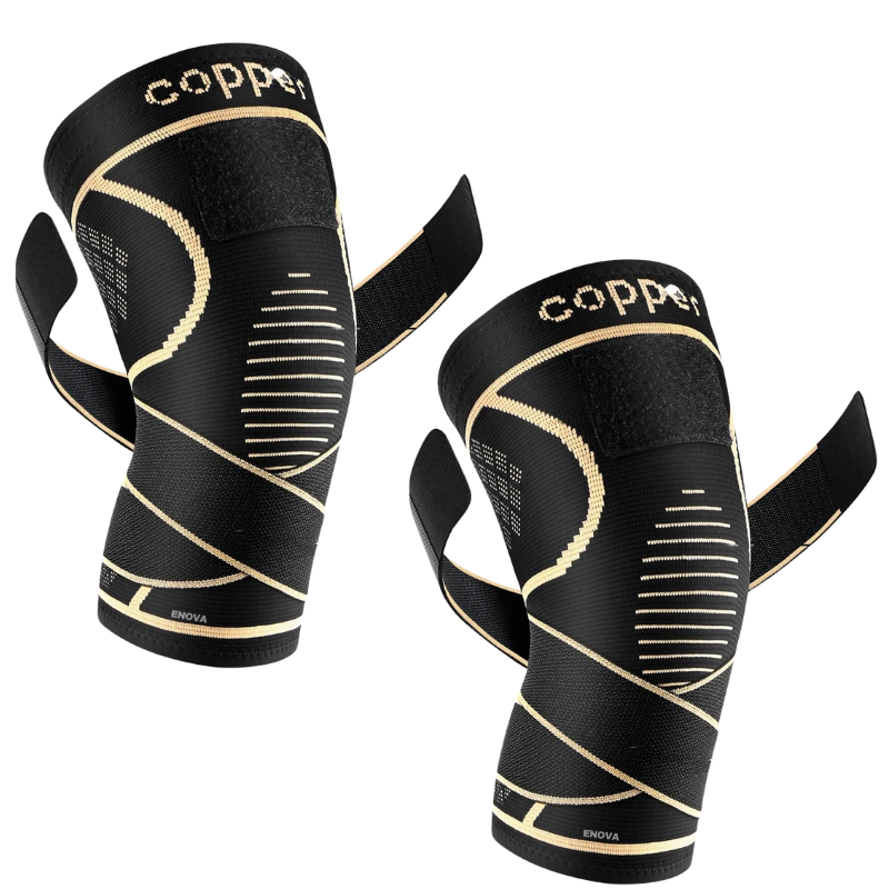Enova Copper Knee Brace for Knee Pain Support for Arthritis - 1 Pair -Black