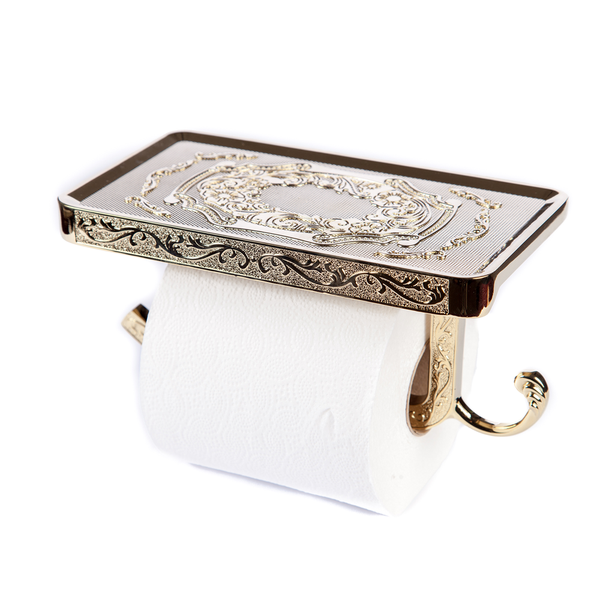 Trendy Taps Premium Quality Gold Toilet Roll Holder With Phone Shelf