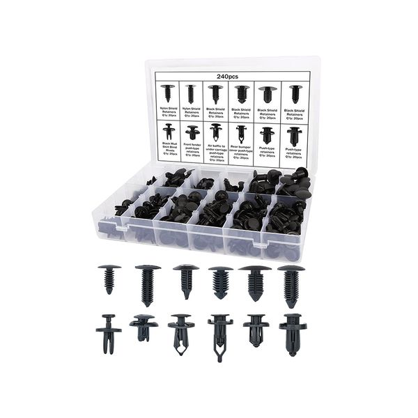 240 Piece Car Retainers Clips Universal Auto Retainer Fastener Clip