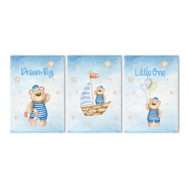 Canvas Nursery Wall Art: Dream Big Sailor Bear