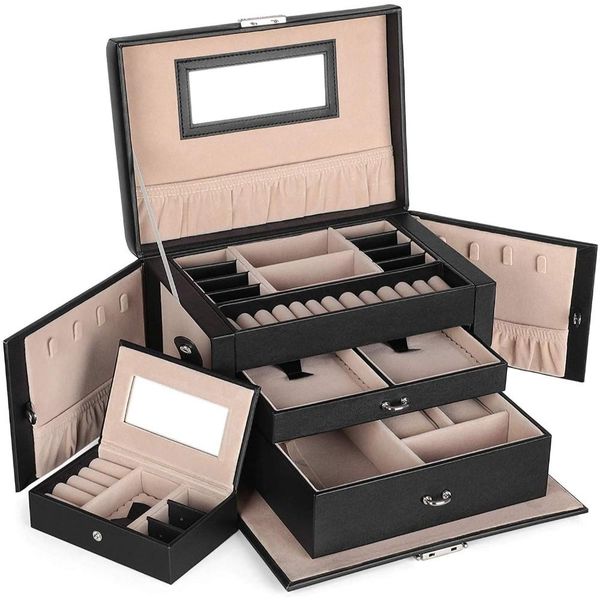 Songmics Dual Case Jewellery Box, Black