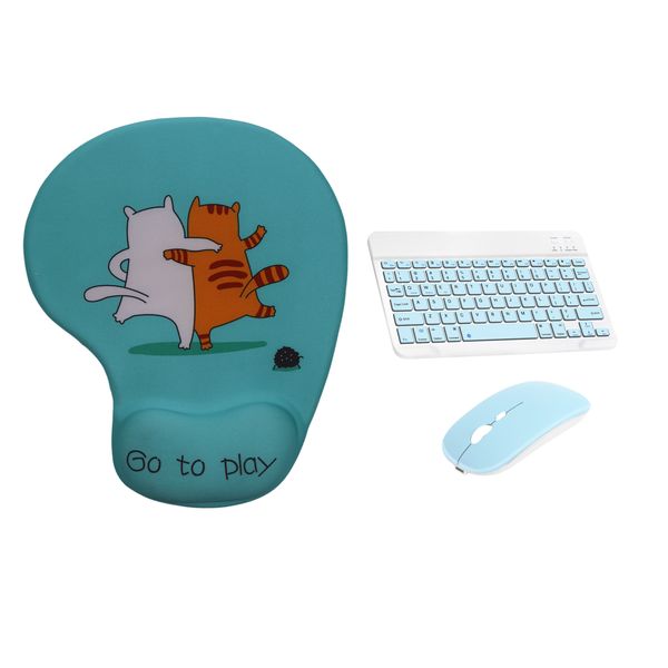 LD Ergonomic Kittie Mouse Pad and Wireless Keyboard and Mouse Combo
