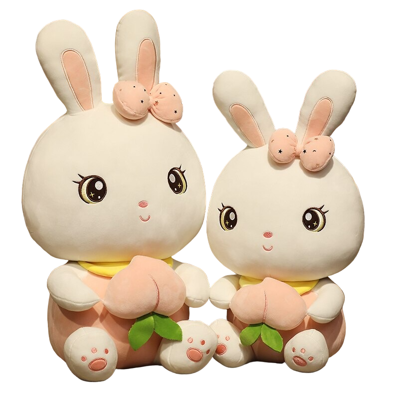 Cute Set Of 2 Plush Toy Stuffed Soft Animal With Peaches Bunny Dolls