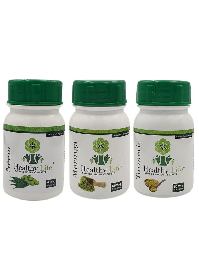 Healthy Life - Combo - Neem / Moringa / Turmeric Capsules - 60's - 3 ...