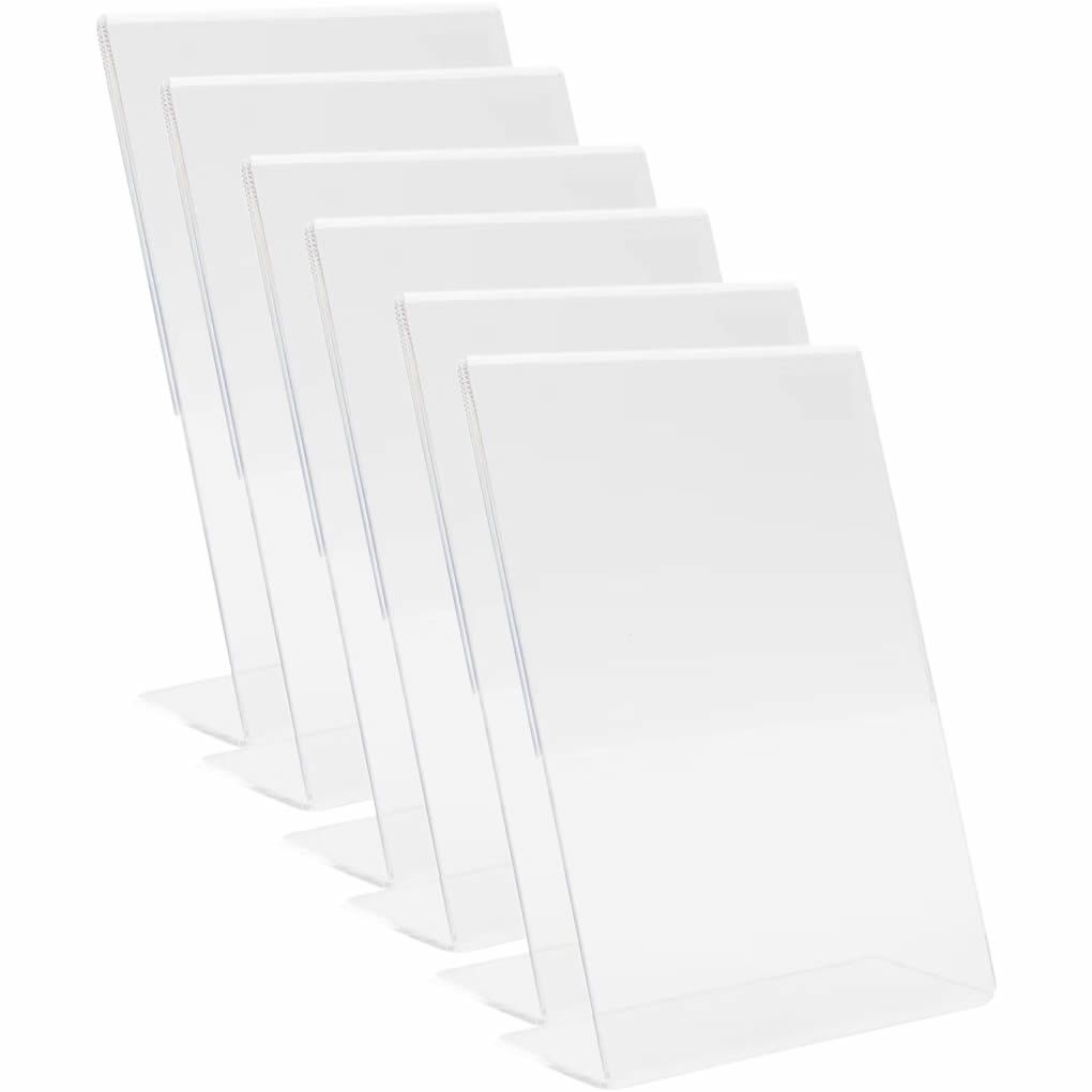 6 Pcs Acrylic Sign Holder 8.5 x 11 inches, Clear Signs Display Stand