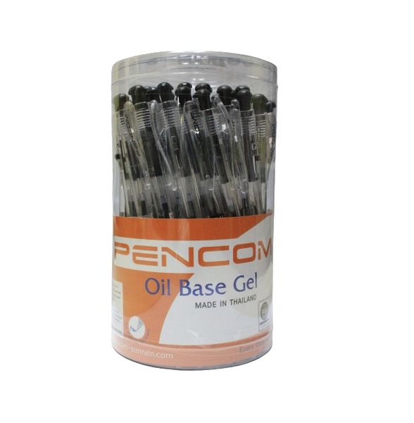 Pencom - OG14 Oil Gel 0.7mm Black Retractable Pen Drum of 50