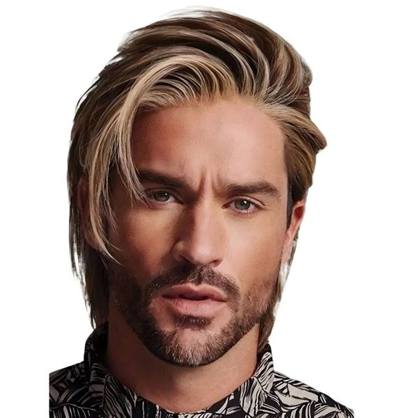 Fashion Brown Rose Net Men's Short Straight Wig