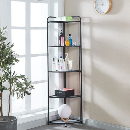 5 hotsell Tiers Foldable Metal Corner Shelf Display Stand Kitchen Bathroom Storage black