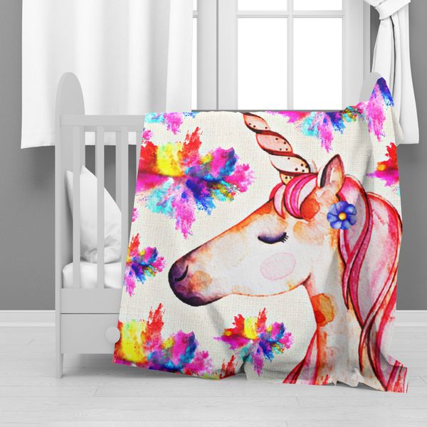 Colourful Unicorn Minky Blanket