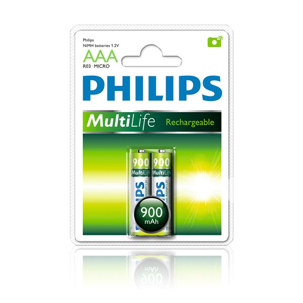 Philips - Multilife NiMh Rechargeable AAA batteries 1.2V 2 Pack
