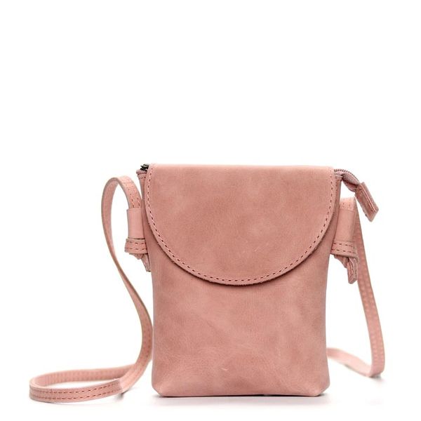 DAREhue - Small Leather Sling Bag - Simple Elegance - Rose Pink
