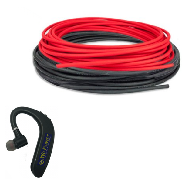 Solar Cable 10m Black &amp; 10m Red, 6mm With Free Wireless Bluetooth Headphone