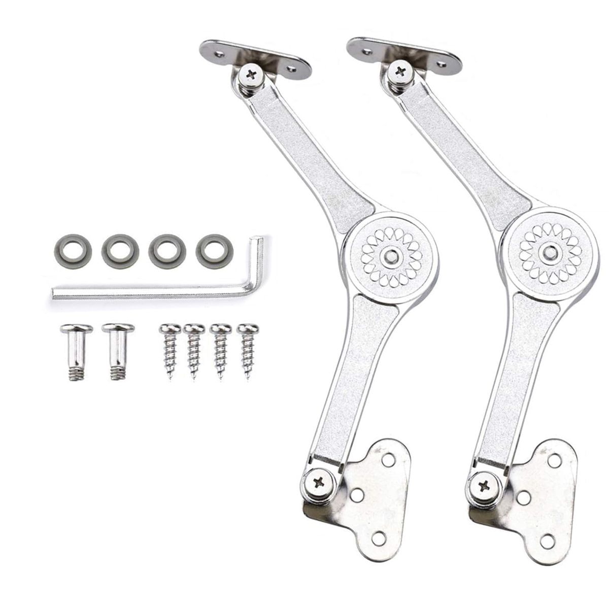 2-Pack Adjustable Cabinet Lid Hinges - Hold Open at Any Angle