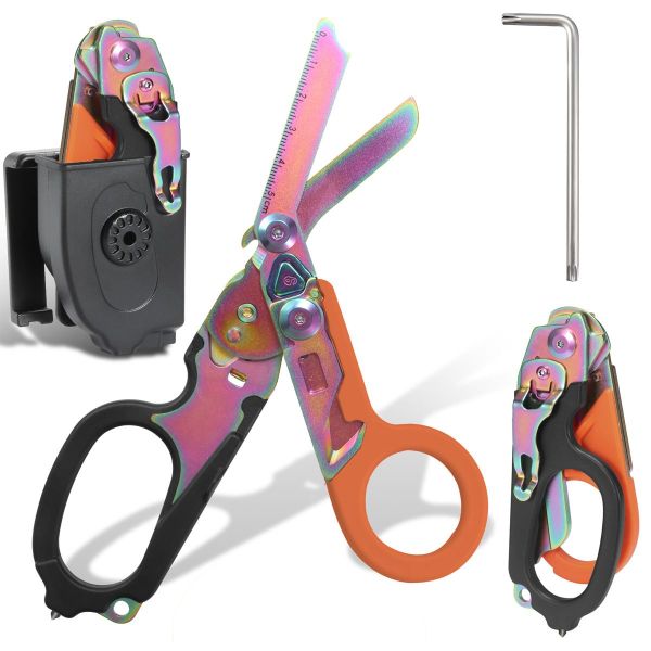 6-in-1 Emergency Scissors, Portable Multifunction for Camping Tool