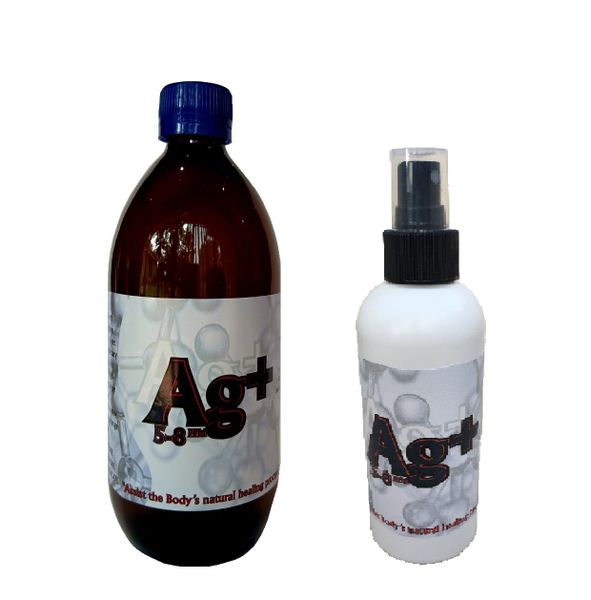 AG+ Colloidal Silver - Bottle 500ml &amp; Spray 200ml Immune Booster 5-8ppm