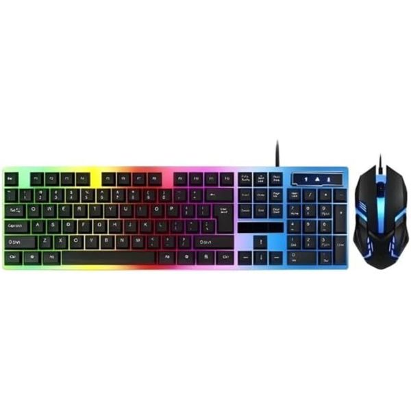MIM 7-Color RGB Backlit Keyboard Combo Wired Set PC - Mechanical-Style Keys