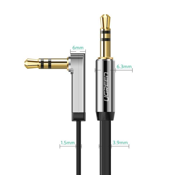 UGreen 10597 3.5mm M to M 90 1m Audio Cable-BK