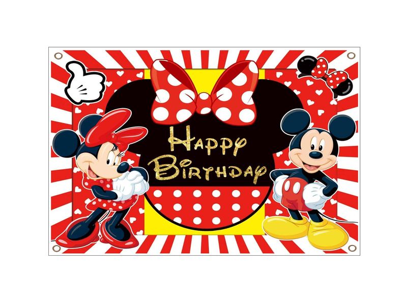Mickey and Minnie Birthday Banner - PVC Banner 1.3mx900mm