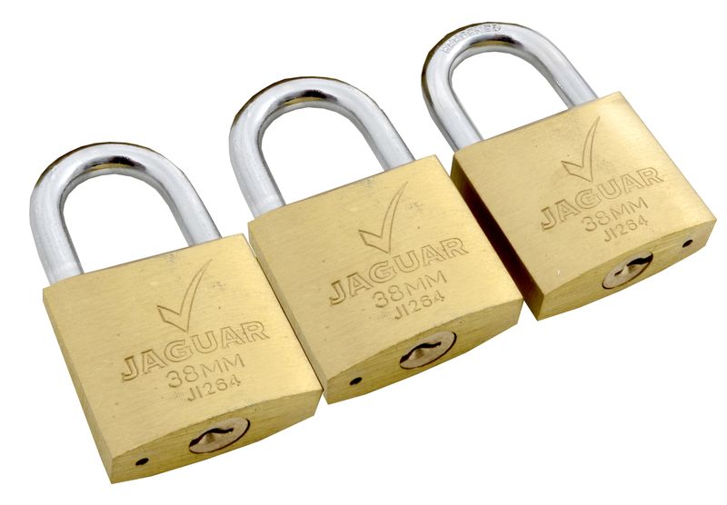 Sanlic Jaguar Padlock Brass 38mm - 3 Pack