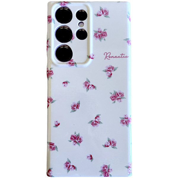 Cream Phone Case with Pink Rose Heads compatible with Samsung S23 Ultra