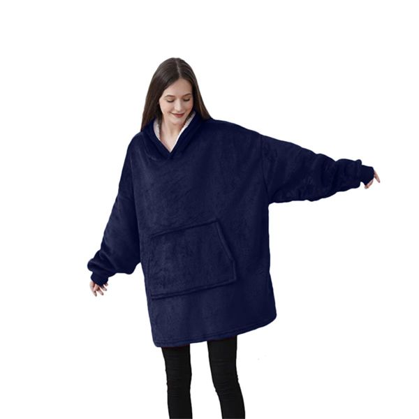 Blanket Hoodie Warm Sweatshirt Wearable Blanket - Blue