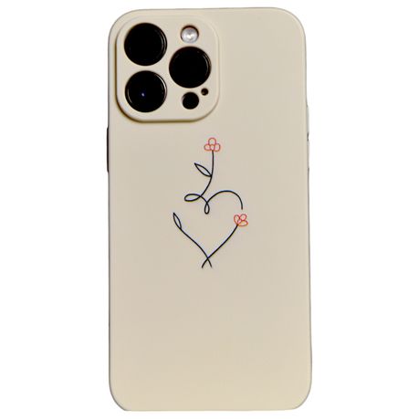 Beige - Phone Case with Love Heart Drawing - Iphone 15 Pro Image