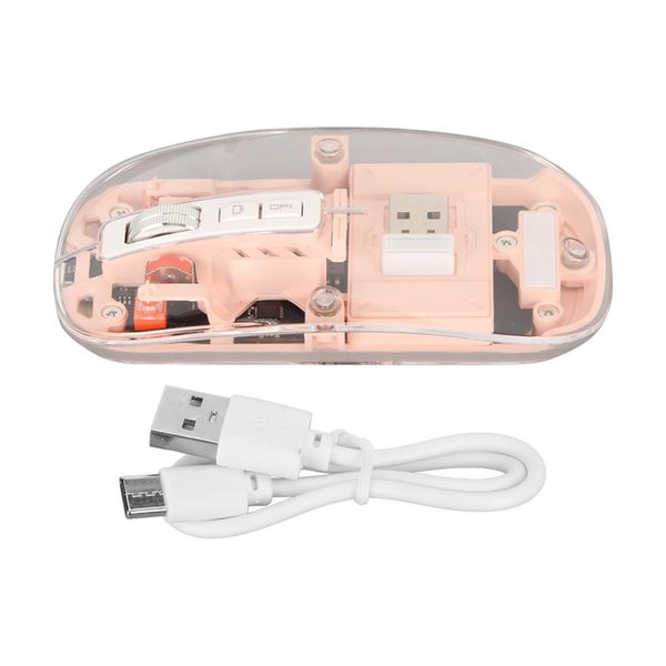 Wireless Mouse PC Transparent Mute Pink Light