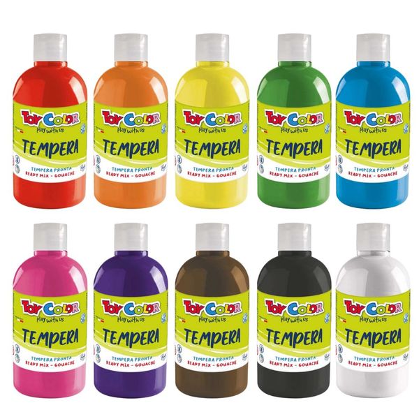Toy Color: Superwashable Ready-Mix Tempera Paint for Kids - 10 x 250ml