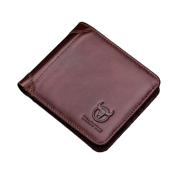 Bullcaptain Genuine Leather Bi-Fold Wallet for Men