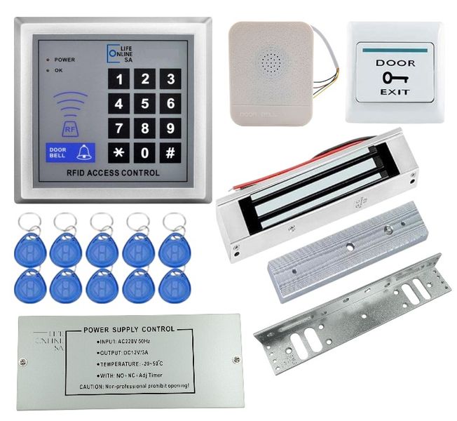Complete RFID Door Access Control Kit - 500 Users, Magnetic Lock &amp; Keypad,