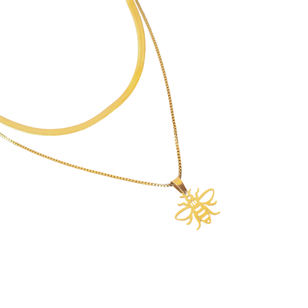 Gold Stainless Steel Double Chain Necklace