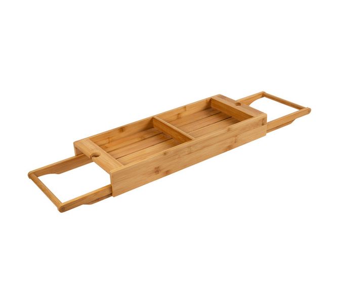 Extendable Bamboo Bath Caddy Natural 660 x 150 x 70 mm