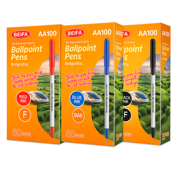 Ballpoint Pens - 50 pens per box(Red, Blue &amp; Black )-150 pens