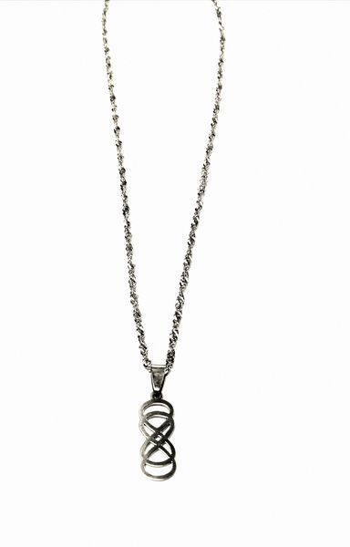 Stainless Steel Pendant and Chain - Double Infinity Horizontal