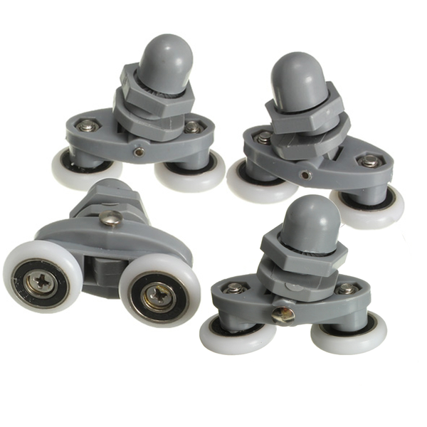 4PCS Twin Bottom Top Shower Door Rollers Pulleys Wheels Shower Door Wheels