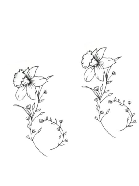 1 Piece - Elegant Flower Design Temporary Tattoo - Black